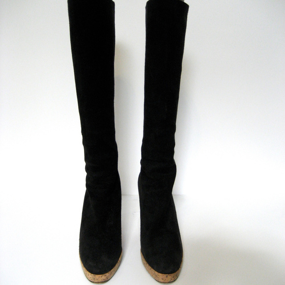 Christian Louboutin Shoes - CHRISTIAN LOUBOUTIN Black Suede & Cork Boot Sz 38